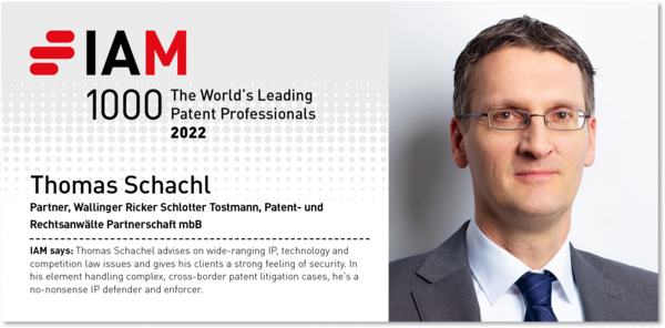 Thomas Schachl, LL.M. Auszeichnung "Bronze" im Ranking IAM Patent 1000